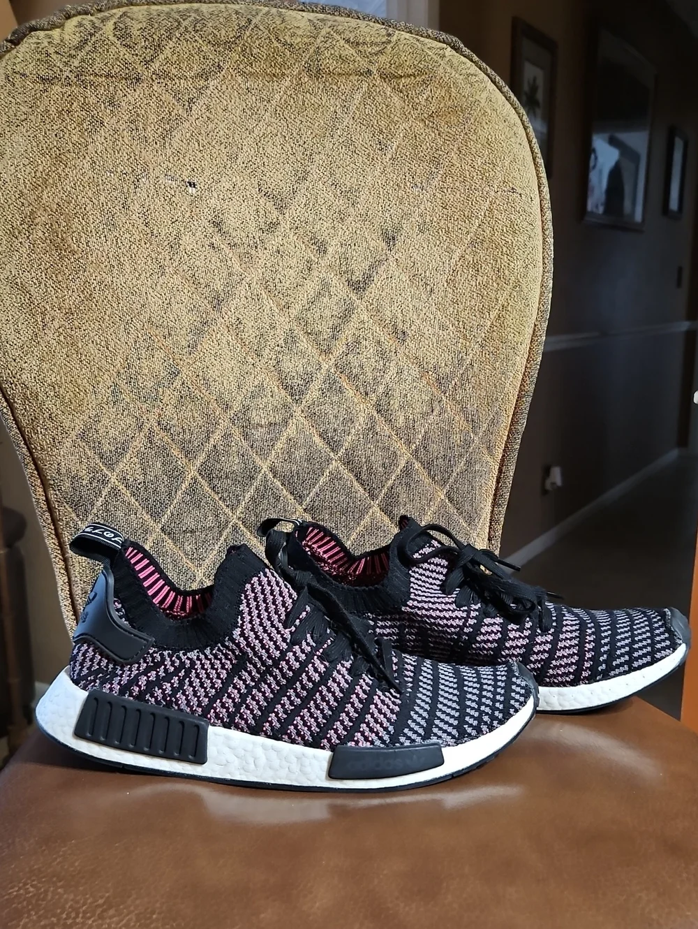 Adidas NMD_R1 STLT Primeknit Black Grey Solar Pink Sneakers Running Shoes